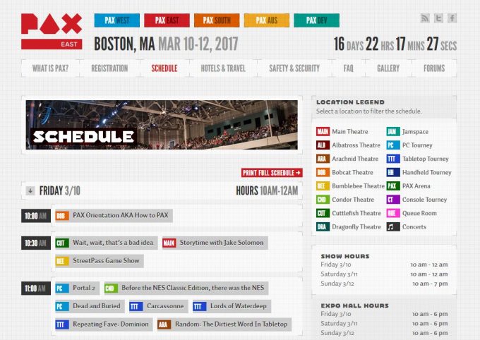 Can we please get the old schedule page back : PAX