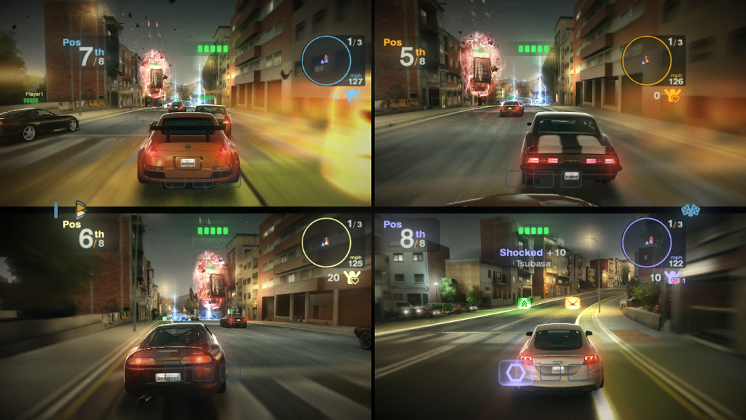 Blur (1-4) players xbox 360 Split screen on 4 friends 
