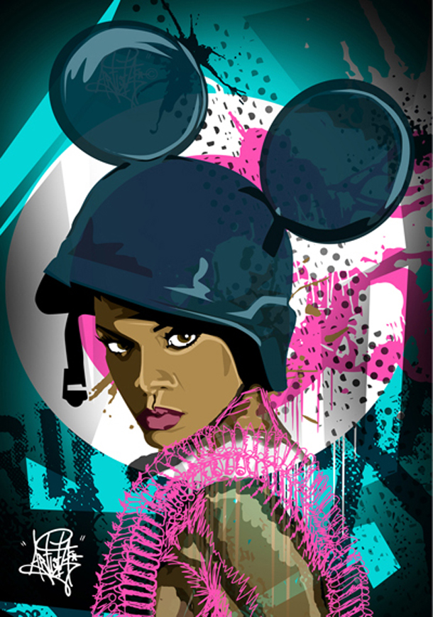 Doughty's Rihanna vector illustration was inspired by the video for the song "Hard"